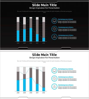기하학 무늬 와이드 피피티 세로막대 세분화 그래프