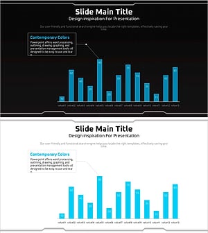 기하학 무늬 와이드 피피티 세로막대 차트 – 시장 분석 도구