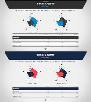 비즈니스 플랜 템플릿 방사형 다이어그램 및 테이블