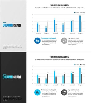 모던 블루 템플릿 칼럼 차트 – 시장과 경쟁력 분석