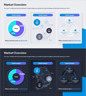 시장 개요를 시각화한 도넛형 슬라이드 - 글로벌 인사이트 제공