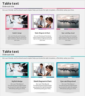 삼각형 패턴의 와이드 테이블 PPT 템플릿 – 회사 및 서비스 소개에 적합
