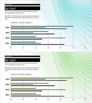 블루 그린 연도별 묶음형 가로막대바 차트