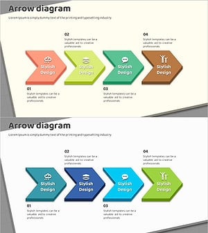 방향 흐름 다이어그램을 활용한 사업 추진 전략 PPT