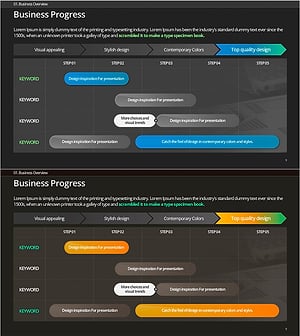 Business Progress Status – Linear Flow Visualized Strategy Slide