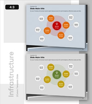 네트워크 기반 앱 인프라 구조를 나타낸 중심 있는 다이어그램 템플릿
