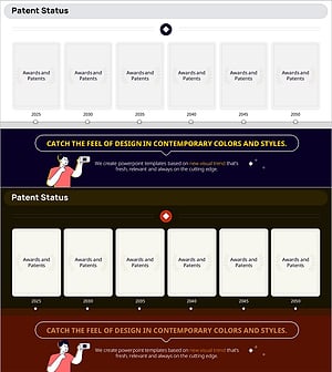 특허 현황 및 연혁 슬라이드 – 비즈니스의 미래를 그리다