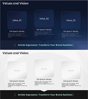 브랜드 비전 및 가치 제안을 강조한 슬라이드 – 아트적 표현