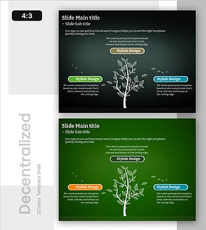 가지처럼 확장되는 전략 설계 슬라이드 – 사업비전과 전략