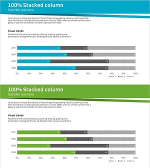 100% 세분형 막대그래프 슬라이드 – 성과 및 시장 동향