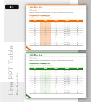 라인 PPT 테이블(그린&오렌지) – 재무 성과 데이터 시각화