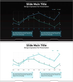 기하학 무늬 와이드 꺾은선 그래프 PPT 템플릿 - 시장 동향과 경쟁사 분석