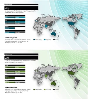 세계지도와 컬러 위치표시 – 글로벌 비즈니스 전략