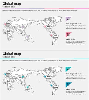 삼각형 패턴으로 표현한 글로벌 지도 PPT 템플릿