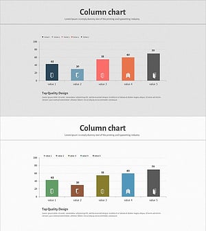 스퀘어 프레임 템플릿 칼럼차트 – 사업 성과 보고