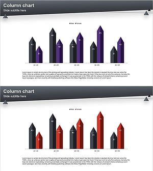 시장 및 경쟁사 분석을 위한 레이아웃 디자인 템플릿 –  세로막대 차트