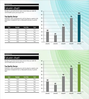 컬러 강조 세로막대 그래프와 테이블 – 재무 분석에 최적화된 슬라이드