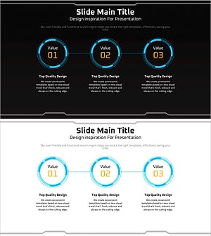 기하학 무늬 와이드 PPT 다이어그램 – 사업 전략 및 목표