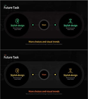 비전을 시각화한 클러스터형 슬라이드 – 전략과 목표