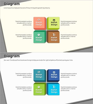 박스 아이콘 다이어그램 PPT 템플릿 - 사업 비전 및 전략