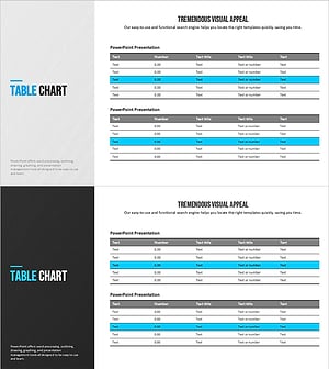Modern Blue Table Chart Presentation Template