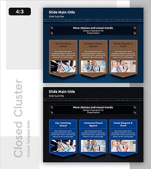 데님 PPT 마케팅 계획 – 시각적 매력과 클러스터 다이어그램