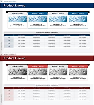 제품 라인업 소개 슬라이드 – 스타일과 기술