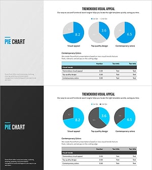 모던 블루 파이차트 템플릿 – 시장 점유율 분석