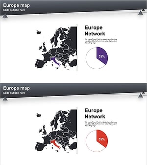 유럽 지도를 활용한 레이아웃 디자인 PPT 템플릿