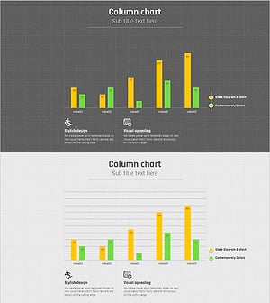 모눈종이 템플릿 기반 묶음형 칼럼차트 – 사업 추진 전략 분석