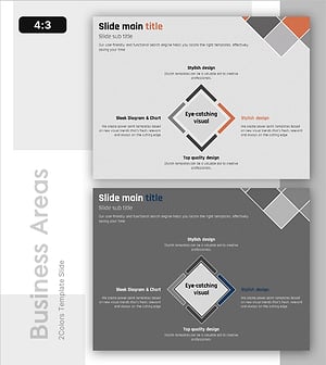 사업 영역 구성을 시각화한 다이어그램 슬라이드