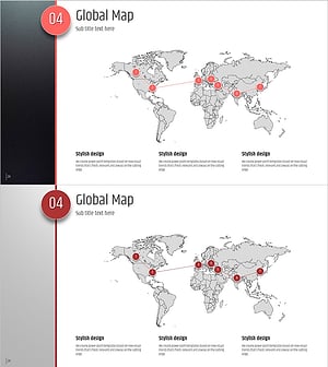 글로벌 네트워크를 시각화한 다섯 가지 컬러 와이드 PPT 템플릿