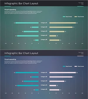 아이디어 프레젠테이션 와이드 템플릿 쌍가로 막대 그래프