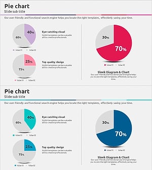 파이 차트로 시장 점유율을 시각화한 삼각형 패턴 PPT 템플릿