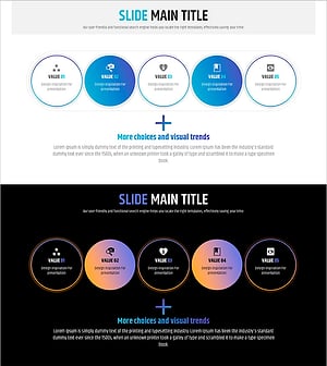 신문 와이드 파워포인트 템플릿 다이어그램3 - 사업목표 및 전략
