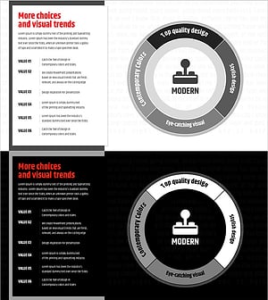 모던 와이드 파워포인트 템플릿 다이어그램 - 사업비전과 전략을 한눈에