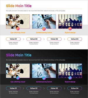 그라데이션 PPT 와이드 템플릿 프로세스 – 동적 마케팅 전략