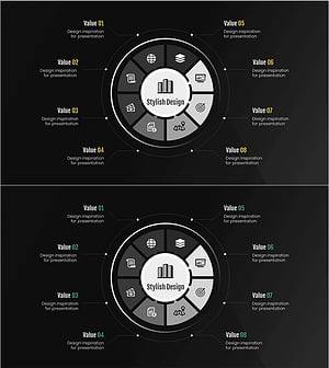 금융 비즈니스 영역 원형 다이어그램 – 비즈니스 소개를 위한 효과적인 시각화