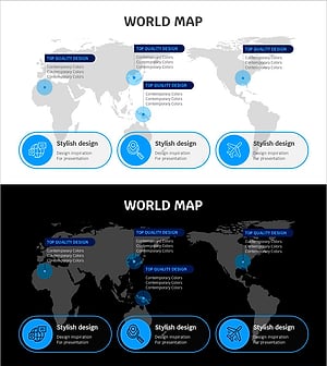 Blue Line Wide Template Map – Global Network Visualization