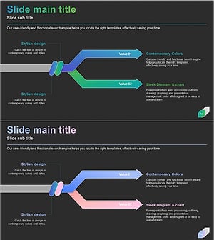 화살표 목표 다이어그램으로 전략적 흐름 시각화