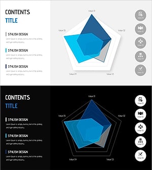 수자원 활용 와이드 프레젠테이션 템플릿 레이더 차트
