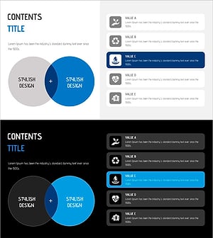 수자원 활용 와이드 프레젠테이션 템플릿 중첩다이어그램&사각형박스