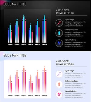 원형 그라데이션 와이드 템플릿 묶음형 차트