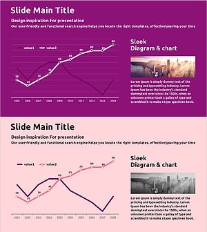 컬러 테마를 활용한 꺾은선 그래프 프레젠테이션 템플릿
