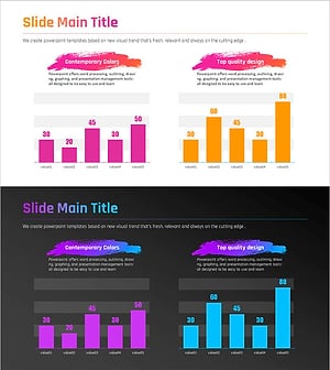 그라데이션 피피티 와이드 템플릿 세로막대 비교 그래프