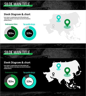 심플 자동차 와이드 프레젠테이션 지도&도넛차트 – 시장 점유율 분석