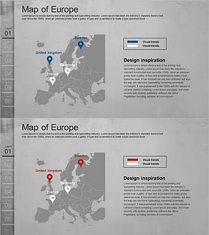 유럽 타겟 시장 목표를 위한 슬라이드 템플릿
