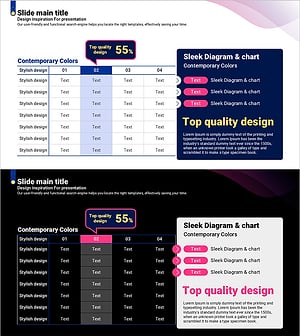 곡선 테마 보라색 템플릿 다이어그램 – 투자 계획과 성과