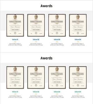 수상 내역 소개 슬라이드 – 회사 성과를 강조