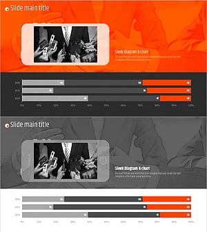 오렌지 육각형 템플릿 – 세분형 가로막대 그래프